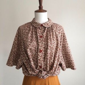 Vintage leaf print blouse